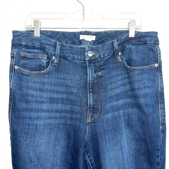 Good American Dark Wash High Rise Frayed Hem Ankle Skinny Jeans 31 15 Women’s - Picture 4 of 15